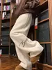 Pantalones de Pierna Recta de Lana de Cordero Estilo Coreano de Moda para Otoño e Invierno Bordado de Letras Personalizado Pantalones Casuales Sueltos Versátiles Unisex