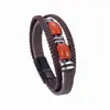 Pulseira de Couro Multicamadas Cruz Amazônica Popular Retro Joia Masculina Pulseira de Pedra Olho de Tigre Fivela Magnética de Aço Inoxidável