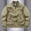 Jaqueta Corta-Vento Bomber Masculina Primavera e Outono Casaco Masculino Casual Americano Roupa de Trabalho Militar Solta Tendência Marca Gola Baseball Top para Homens