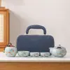 Horno Ru Caqui Ruyi Tetera de Mano Set de Té de Viaje con Tetera de Cerámica Agrietada Logo del Set de Té de Viaje Disponible