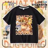 Camiseta Divertida Estampada Infantil Minha Faca e Escudo Cachorro Roupas Infantis Manga Curta Meninos e Meninas Algodão Puro Meia Manga