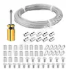 Kit de colgado para luces de cadena de exterior Cable de acero inoxidable recubierto de PVC de 2 mm Planta trepadora Cuerda de alambre para jardín Ferretería