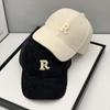 Gorra de pana con letra R para pareja, gorra de béisbol para hombre y mujer, gorra coreana de moda para cabeza grande, todo para combinar, otoño e invierno, venta al por mayor