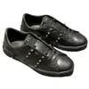 Zapatillas casuales para hombre de estilo oscuro funcional con cordones, remaches y encaje punk metal, zapatillas deportivas simples de cuero para mujer