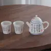 Conjunto de Chá Gongfu de Porcelana Branca Pintado à Mão Bule de Cerâmica Xícaras de Chá Casa Cerimônia do Chá Simples Pequeno Conjunto de Chá Logo Lembrança