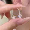 Pendientes de Mariposa Morada Diseño de Nicho Exquisitos Versátiles Pendientes de Zirconia Estrella de Alta Gama Pendientes para Mujer