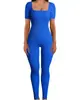2025 Amazon Exportación Europea y Americana Mono de Mujer Otoño e Invierno Nuevo Mono Slim Sexy con Cuello Cuadrado Acanalado