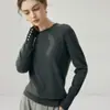 2026 Inverno Novo Cashmere Gola Redonda Tricô Manga Longa Botões nos Punhos Feminino Cor Sólida Camada Base Suéter