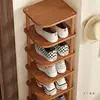 Zapatero de Madera Maciza para Uso Doméstico, Multicapa, Resistente y Estético, Pequeño y Estrecho para Casa de Alquiler, Zapatero Simple para Almacenamiento de Zapatos en Interiores