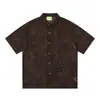 Camisa de Manga Corta de Marca Trendy Americana Verano para Hombre Holgada Casual Malla Hueca Transpirable Secado Rápido Camisa con Cuello Retro