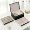 Caja de Almacenamiento de Joyería de Gran Capacidad de Tres Capas con Nuevo Patrón de Diamante para Collares y Pendientes con Cerradura Cajón de Joyería de Gama Alta Caja de Joyería