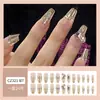 Puntas para decoración de uñas luz de lujo súper brillantes pedrería uñas postizas para pegar múltiples opciones de color uñas postizas mixtas con pedrería 3D y perlas