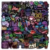 100 Pegatinas de Graffiti Personalizadas Neón Maleta Guitarra Refrigerador Teléfono Móvil Impermeables PVC Dibujos Animados Pegatinas Personalización