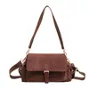 Bolsa Tote Casual Retro de Camurça Feminina 2025 Outono Nova Nicho para o Trabalho Grande Capacidade Bolsa de Ombro de Camurça
