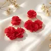 Pendientes de Clip Exagerados con Forma de Flor Morada Super de Hada para Mujer, Pendientes de Tela de Moda Personalizados para Vacaciones Casuales al por Mayor