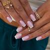 Largo Medio Europeo y Americano Deseo Puro Sencillo Blanco Manicura Francesa Chica Dulce Atemporal Versátil Ropa de Trabajo Ins Uñas Postizas