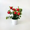 Cruzar 2 horquillas 6 ojos simulación planta frutal en maceta decoración del hogar planta de fruta de la riqueza planta verde adorno sala de estar mostrador arreglo bonsái