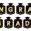 Set de Vajilla para Fiesta de Temporada de Graduación 2026 Negro Platos de Papel para Adultos Vasos de Papel Pancarta de Graduación Mantel de Mesa para Fiesta Pe