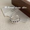 Diseño de Nicho Coreano Joyería de Plata Brillante Plata de Ley S925 Alambre Retorcido de Tres Capas Pegamento Anillo de Moda Abierto Femenino Ins