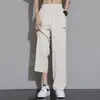 Pantalones Casuales de Seda de Hielo Finos de Verano, Caída Suelta, para el Trabajo y el Deporte, Corte Recto Holgado, Cintura Elástica, Transpirables de Malla, Frescos y de Secado Rápido