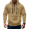 Moletom com capuz masculino transfronteiriço novo para outono e inverno, moletom casual moderno para atividades ao ar livre, com múltiplos bolsos e zíper meio aberto, quente