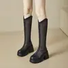 Botas largas de mujer 2025 verano malla fina hueca transpirables botas largas de una sola pieza para mujeres petite con tacones altos gruesos