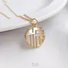 Collar con Colgante de Fortuna Chapado en Oro de 14K con Concha de Color Marino, Cadena para Clavícula, Cordón de Cuero, Amuleto de Fortuna Accesorio para Joyería DIY