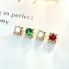 Aretes redondos de aleación de titanio F-136 color dorado con zirconia en forma de estrella, joyería para piercing de labio de titanio G23 con rosca interna y zirconia