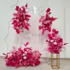 Placa de fundo vermelho para casamento palco floral fileira de flores de palco placa KT floral flor amarrada fileira de flores de banquete de casamento flor artificial