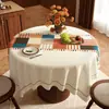 Mantel redondo estilo americano, impermeable, a prueba de aceite, lavable, de lujo ligero, alta gama, patrón de cuadros vintage, mantel redondo pequeño, mantel redondo