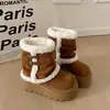 Botines de felpa con suela gruesa, botas de nieve para mujer, nuevo modelo popular 2026, cálidos de invierno, forrados de felpa, con correa de doble hebilla desmontable, botas de algodón
