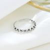 Anillo de plata de ley S925 con cuentas vintage, anillo abierto para dedo, anillo pequeño que combina con todo, elegante anillo de cola, anillo de pie personalizado, joyería