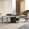 Mesa e Cadeira Modernas para Escritório Combinação de Mesa Simples para Quatro Pessoas Estação de Trabalho para Funcionários Tela de Empresa Moderna para Escritório