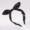 Diadema Retro Nostálgica de Orejas de Conejo con Puntos Diadema Ancha con Lazo Anudado Accesorio para el Cabello de Moda Simple Versátil