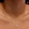 Colar Versátil da Moda de Luxo Leve para Namorada Comércio Transfronteiriço Zircônia Colar de Camada Dupla Colar Onda d'Água Clavícula