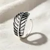 Anillo abierto de hoja de plata de ley s925, único y elegante, diseño vintage, anillo abierto de nicho exquisito y moderno
