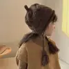 Wn Gorro Rojo de Año Nuevo para Mujer Otoño e Invierno Cálido de Lana con Borla Gorro de Punto Gorro de Protección para Orejas Estilo Japonés Ins