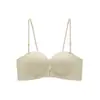 Sujetador Strapless con Cierre Frontal Transfronterizo para Pechos Pequeños, Efecto Realzador y Agrandador, Anticaída, Antideslizante, Desmontable, Sujetador de Doble Uso