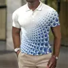 Estação Independente UE Transfronteiriça masculina novo POLO3D impressão digital casual de negócios manga curta gola lapela POLO