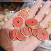 Moneda de Latón Montaña de Cinabrio Fantasma Redonda para Gastar Hebilla Ping An Colgante Ojal Cadena para Teléfono Móvil Bolsa Taoísta Bagua Cinabrio Rojo