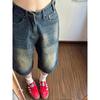 Shorts Jeans Cropped Plus Size para Mulheres, Verão, Estilo Americano Vintage, Soltos, Emagrecedores, Cintura Alta, Perna Reta, Perna Larga, Shorts Midi
