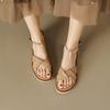 Sandalias de verano 2023 para mujer, sencillas, combinables, cómodas e informales, de tacón bajo, punta redonda, con hebilla de piel de vaca y punta abierta.