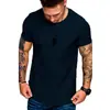 Camiseta Masculina Casual de Verão Moda Cor Lisa Gola Redonda Esportiva Casual Manga Curta