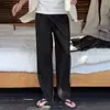 Transmisión en vivo 100% lino fino transpirable old money italiano suelto lujo ligero elástico casual pantalones largos para hombre