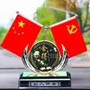 Adorno de bandera roja de cristal de alta gama para coche para uso interior, adecuado para tablero, consola central y decoración de escritorio de oficina