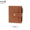 Cartera de Mujer Antirrobo RFID Modelo Nuevo Transfronteriza con Múltiples Ranuras para Tarjetas, Cartera de Cuero Vintage con 70% de Descuento, Cartera Corta Multifuncional de Moda