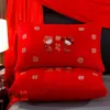 Almohadas bordadas de boda, un par de almohadas rojas para la dote de la novia, soporte para el cuello, uso doméstico, núcleo de almohada 100% algodón, tamaños individual y doble