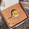 Anel de Calcedônia Amarela Natural Formato de Ovo Oval Abertura Ajustável Presente Cabochão Ágata Amarela Pedra de Jade Anel de Dedo Feminino