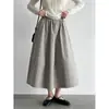 Falda Midi Elástica de Cintura Alta en Línea A LUXI para Mujer, Otoño 2026 Nueva Versátil para la Oficina Falda Paraguas con Capullo Floral 3982