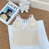 2611 # Camisola de Encaje Estilo Deseo Puro para Mujer con Copas, Cuello en V, Corte Ajustado, Favorecedor, Adecuada para Usar en Capas o Sola